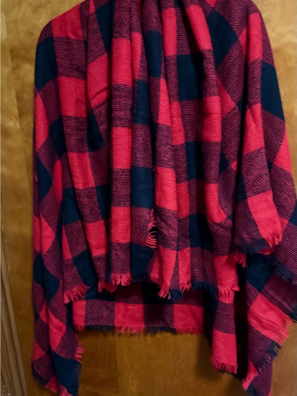 Red and Navy Plaid Women's Sweater Wrap